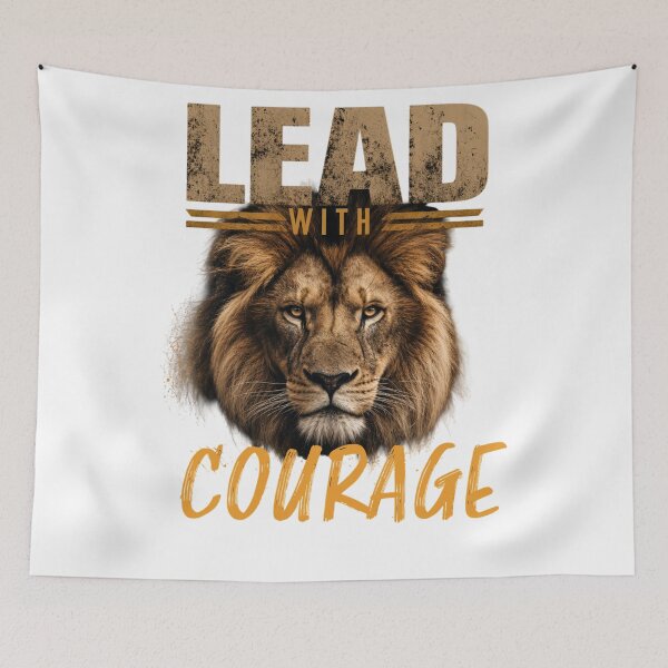 Item preview, Lead with Courage Lion Motivational Typography Art designed and sold by Bennie Singh.