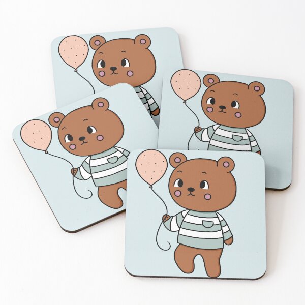 Item preview, Cute Teddy Bear in Striped Sweater with Balloon designed and sold by BrunaBernardes.