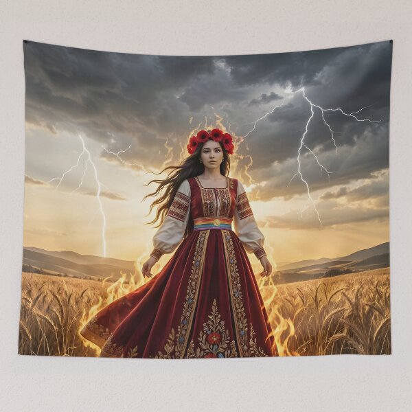 Item preview,  Ognjena Marija – Fiery Mary Slavic Mythical Art Print designed and sold by LittleBigGifts.