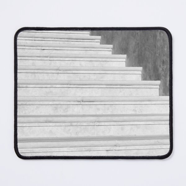 Item preview, Marble Staircase With Handrail Shadows Minimal Architectural Steps Leading Upward In Monochrome Composition designed and sold by Nmallia.