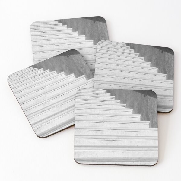 Item preview, Marble Staircase With Handrail Shadows Minimal Architectural Steps Leading Upward In Monochrome Composition designed and sold by Nmallia.