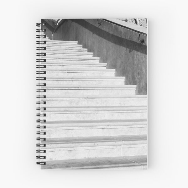 Item preview, Marble Staircase With Handrail Shadows Minimal Architectural Steps Leading Upward In Monochrome Composition designed and sold by Nmallia.