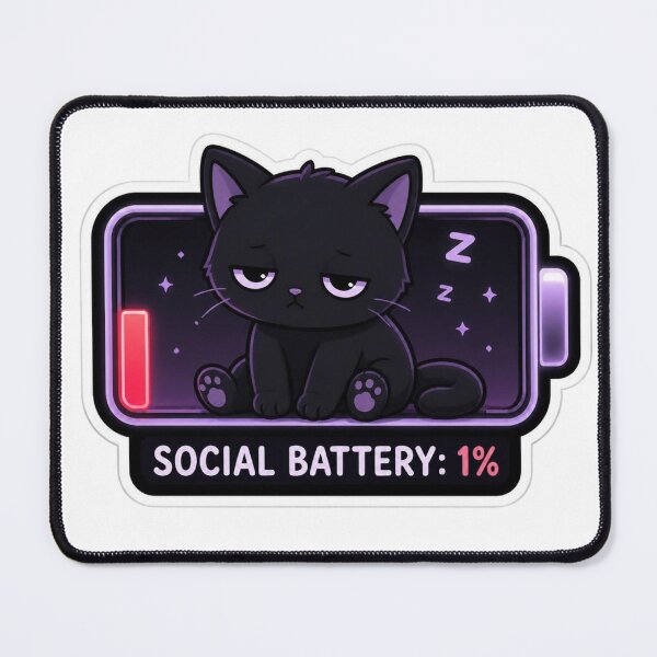 Item preview, Social Battery: 1% designed and sold by Stylestickers55.