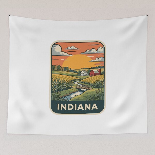 Item preview, Retro Indiana Farmland Red Barn & Cornfield Graphic designed and sold by Paper Drip.