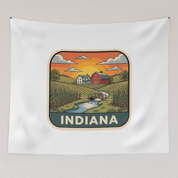 Item preview, Retro Indiana Farmland Red Barn & Cornfield Graphic designed and sold by Paper Drip.