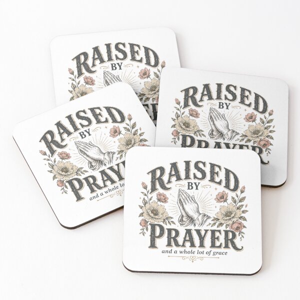 Item preview, Raised by Prayer and a Whole Lot of Grace Christian Faith Floral Vintage Design designed and sold by SoulThread Studio.