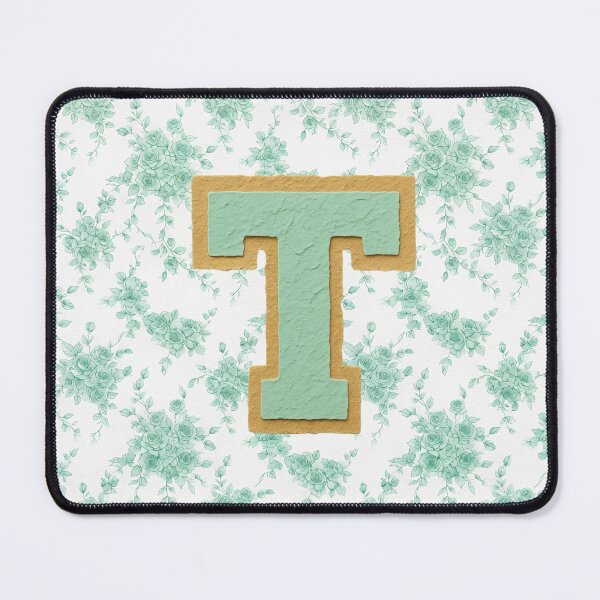 Item preview, Mint Green Letter T Monogram with floral pattern designed and sold by ITCHAWAWAA.