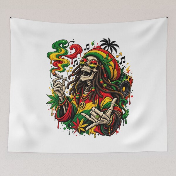 Item preview, Reggae Skull Dreadlocks Streetwear designed and sold by VYBORA Studio.