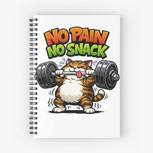Item preview, No Pain No Snack Funny Cat Gym workout designed and sold by PrintopiaHaven.