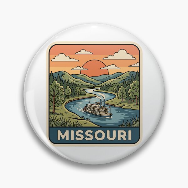 Item preview, Vintage Missouri River Steamboat Sunset Travel Badge designed and sold by Paper Drip.