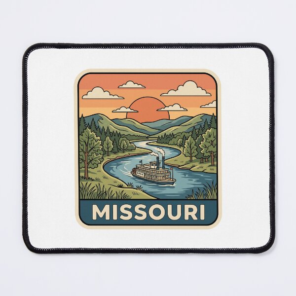 Item preview, Vintage Missouri River Steamboat Sunset Travel Badge designed and sold by Paper Drip.