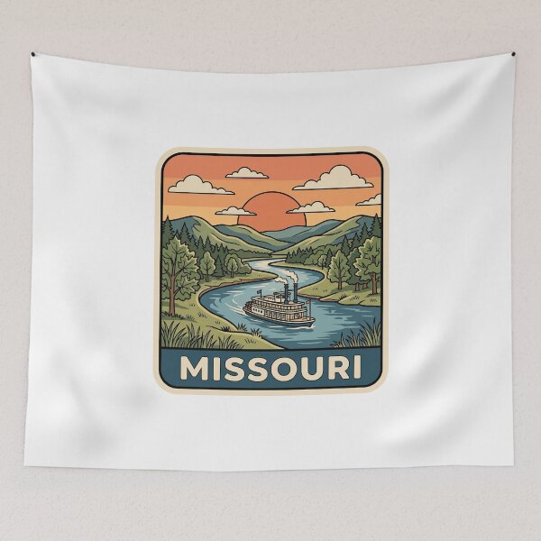 Item preview, Vintage Missouri River Steamboat Sunset Travel Badge designed and sold by Paper Drip.