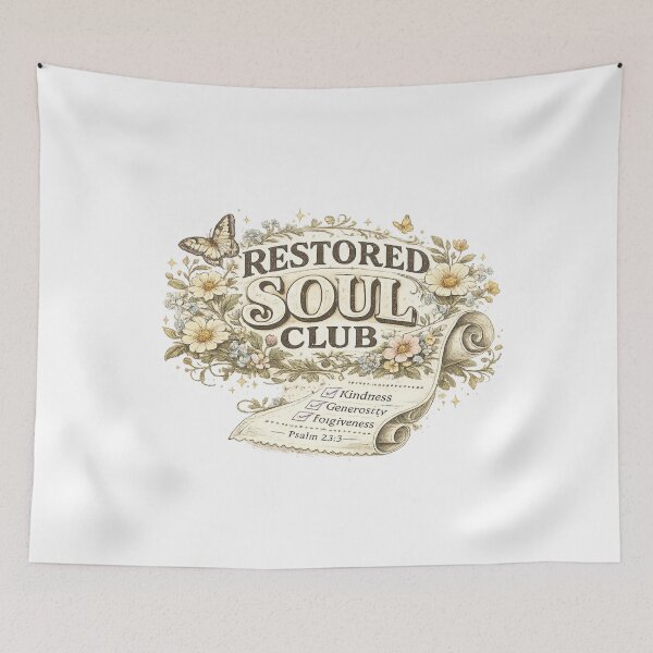 Item preview, Restored Soul Club Christian Floral Vintage Psalm 23:3 Faith Inspirational Design designed and sold by SoulThread Studio.