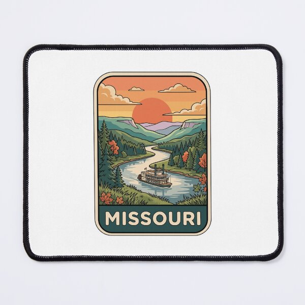 Item preview, Vintage Missouri River Steamboat Sunset Travel Badge designed and sold by Paper Drip.