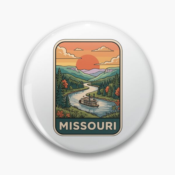 Item preview, Vintage Missouri River Steamboat Sunset Travel Badge designed and sold by Paper Drip.