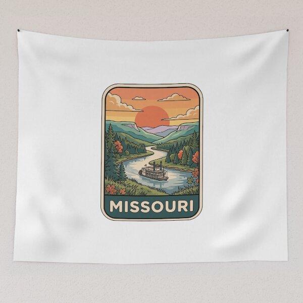 Item preview, Vintage Missouri River Steamboat Sunset Travel Badge designed and sold by Paper Drip.