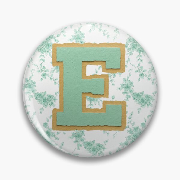 Item preview, Mint Green Letter E Monogram with floral pattern  designed and sold by ITCHAWAWAA.