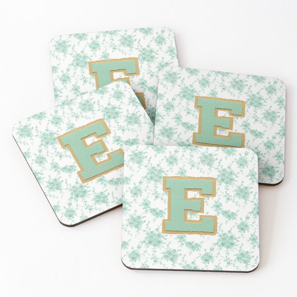 Item preview, Mint Green Letter E Monogram with floral pattern  designed and sold by ITCHAWAWAA.