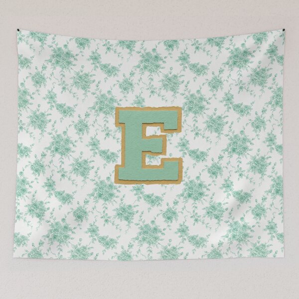 Item preview, Mint Green Letter E Monogram with floral pattern  designed and sold by ITCHAWAWAA.