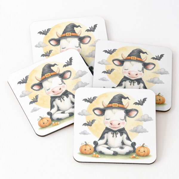 Item preview, Halloween Lotus Cow in a Witch’s Hat designed and sold by YogiAnimalArt.
