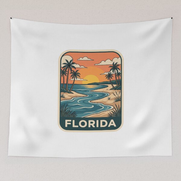 Item preview, Retro Florida Sunset Beach Tropical Travel Graphic designed and sold by Paper Drip.