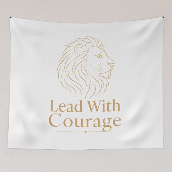 Item preview, Minimalist Line-Art Lion Lead with Courage Elegant Quote Art designed and sold by Bennie Singh.