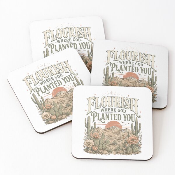Item preview, Flourish Where God Planted You – Christian Desert Faith Inspirational Design designed and sold by SoulThread Studio.