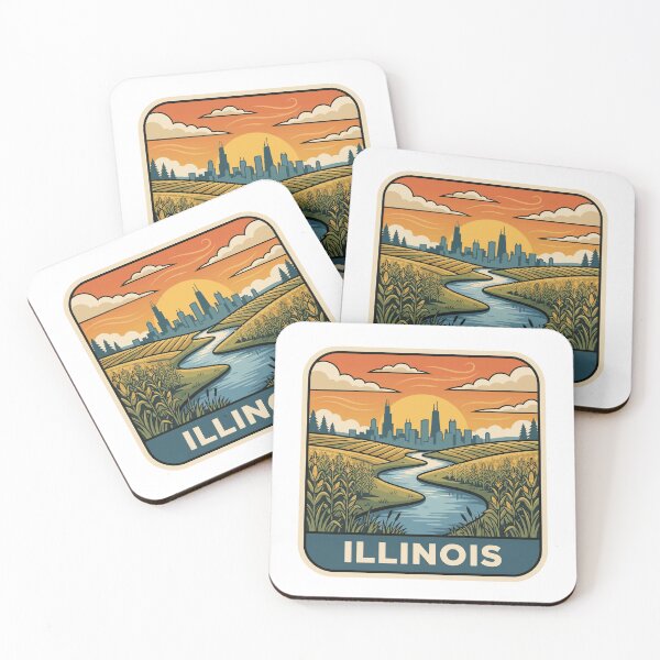 Item preview, Vintage Illinois Cornfield Chicago Skyline Travel Art designed and sold by Paper Drip.