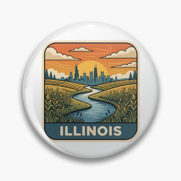 Item preview, Vintage Illinois Cornfield Chicago Skyline Travel Art designed and sold by Paper Drip.