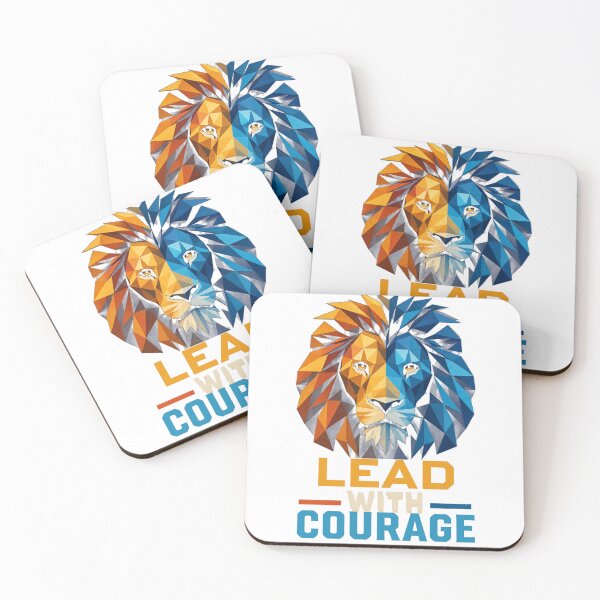 Item preview, Geometric Lion Lead with Courage Colorful Low Poly Art designed and sold by Bennie Singh.