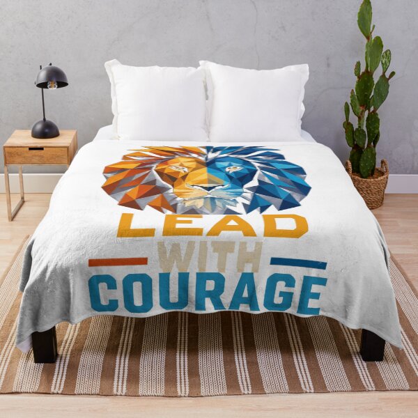 Item preview, Geometric Lion Lead with Courage Colorful Low Poly Art designed and sold by Bennie Singh.
