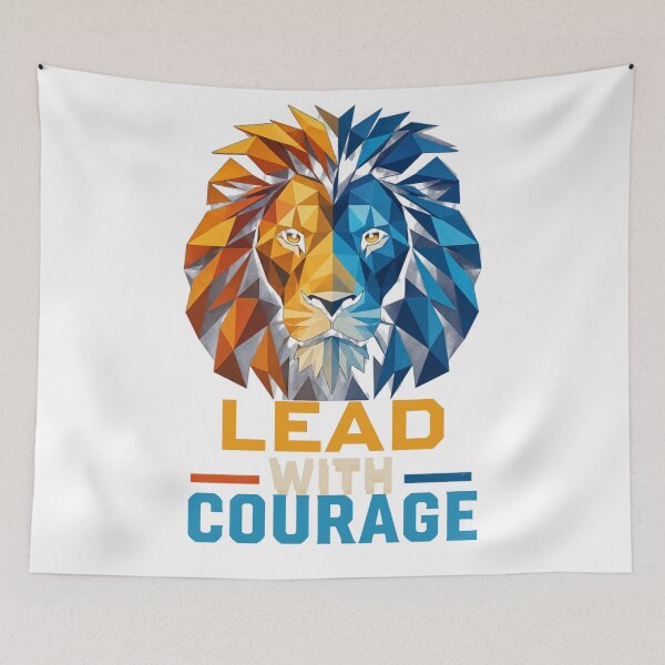 Item preview, Geometric Lion Lead with Courage Colorful Low Poly Art designed and sold by Bennie Singh.