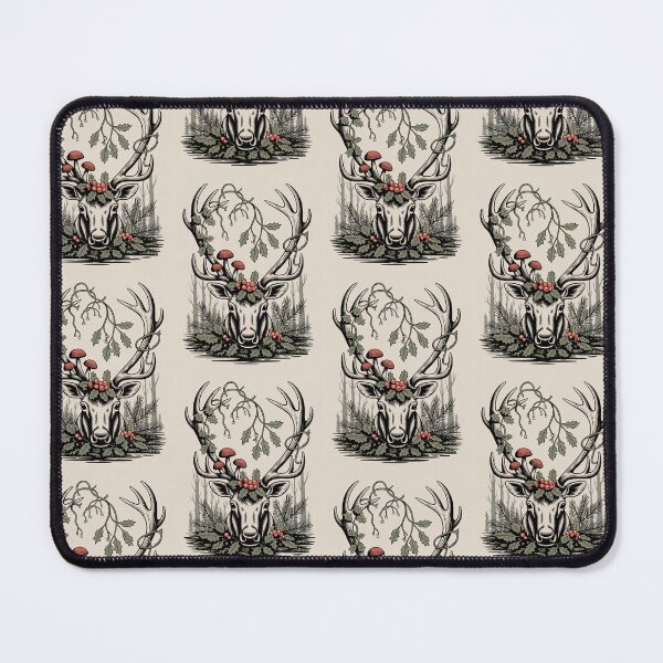 Item preview, Stag Skull Forest Mushroom Botanical Art designed and sold by NuvoraNest.
