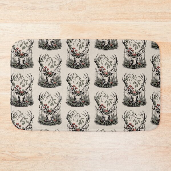 Item preview, Stag Skull Forest Mushroom Botanical Art designed and sold by NuvoraNest.