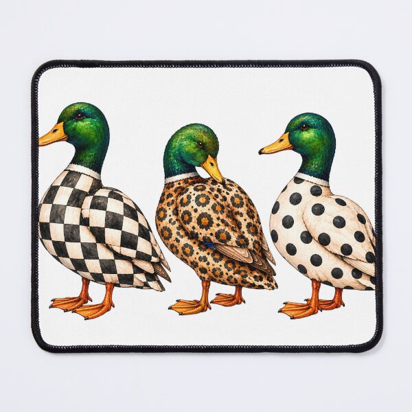 Item preview, Preppy Mallard Duck Checkered Leopard Polka Dot Design designed and sold by VGAfanatic.