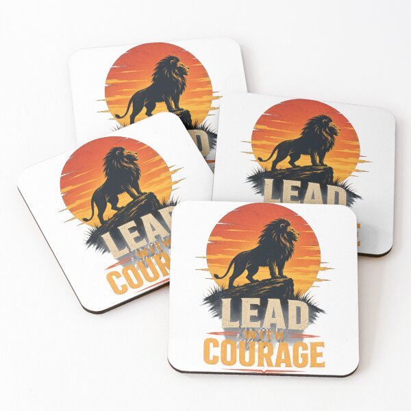 Item preview, Sunset Lion Silhouette Lead with Courage Motivational Art designed and sold by Bennie Singh.