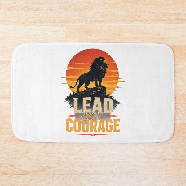 Item preview, Sunset Lion Silhouette Lead with Courage Motivational Art designed and sold by Bennie Singh.