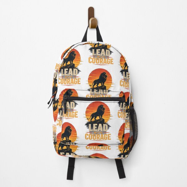 Item preview, Sunset Lion Silhouette Lead with Courage Motivational Art designed and sold by Bennie Singh.