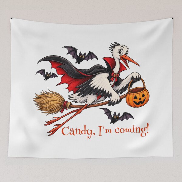 Item preview, Candy, I’m Coming – Funny Halloween Stork Candy Design designed and sold by Buli89.