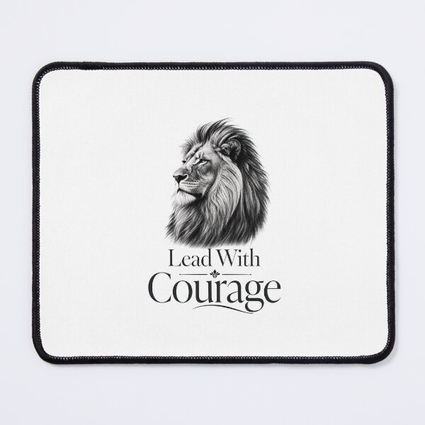 Item preview, Luxury Black and White Lion Lead with Courage Elegant Quote Art designed and sold by Bennie Singh.