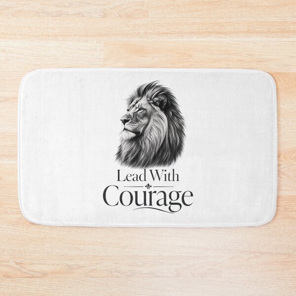 Item preview, Luxury Black and White Lion Lead with Courage Elegant Quote Art designed and sold by Bennie Singh.