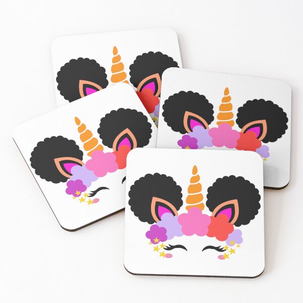 Item preview, Afro Puff Unicorn - Black Girl Magic with Flower Crown designed and sold by EleFile.