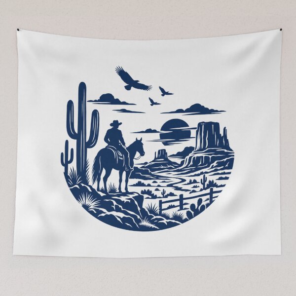 Item preview, Western Cowboy Horse Silhouette Desert Landscape designed and sold by ParfaitPrints.
