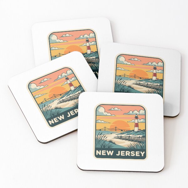 Item preview, Vintage New Jersey Coastal Lighthouse Beach Travel Graphic designed and sold by Paper Drip.