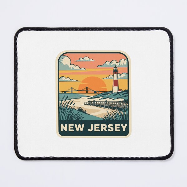 Item preview, Vintage New Jersey Coastal Lighthouse Beach Travel Graphic designed and sold by Paper Drip.