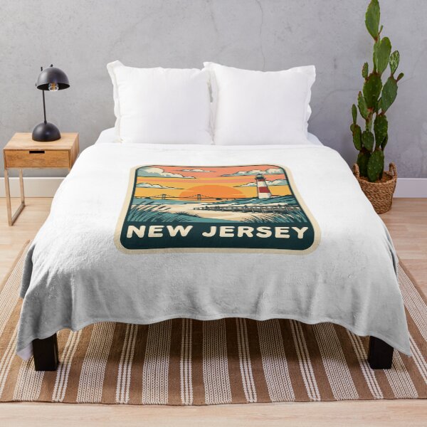 Item preview, Vintage New Jersey Coastal Lighthouse Beach Travel Graphic designed and sold by Paper Drip.