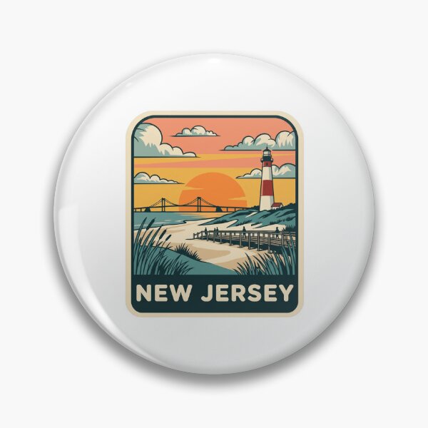 Item preview, Vintage New Jersey Coastal Lighthouse Beach Travel Graphic designed and sold by Paper Drip.