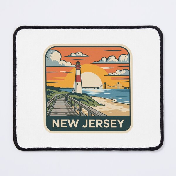 Item preview, Vintage New Jersey Coastal Lighthouse Beach Travel Graphic designed and sold by Paper Drip.