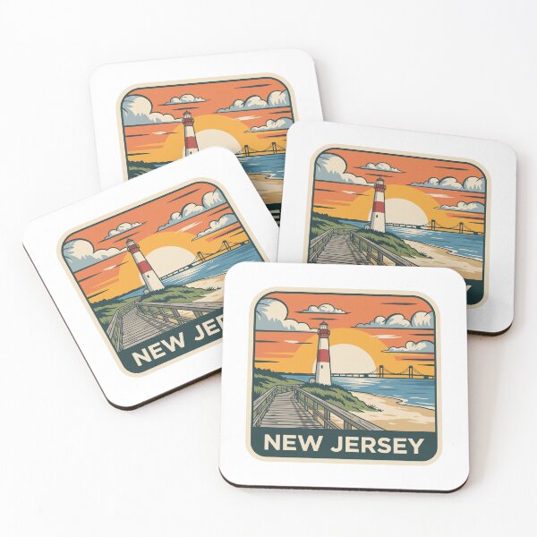 Item preview, Vintage New Jersey Coastal Lighthouse Beach Travel Graphic designed and sold by Paper Drip.