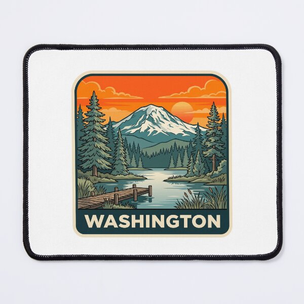 Item preview, Retro Washington State Mount Rainier Alpine Lake Art designed and sold by Paper Drip.